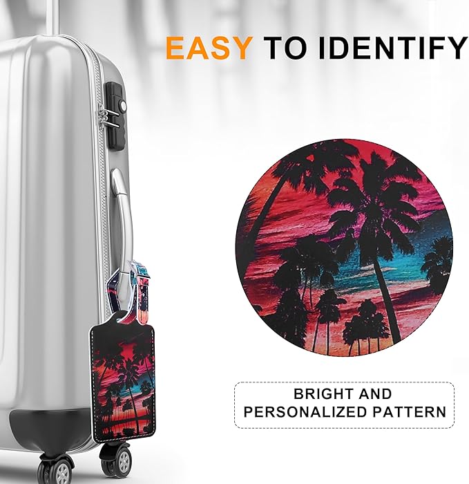 4 Pack Luggage Tag for Suitcases TSA Approved, Leather Suitcase Tags Identifiers, Cute Bag Name Travel Tags ID Labels for Women Men Cruise Airport Luggage Travel Essentials by Sodsay