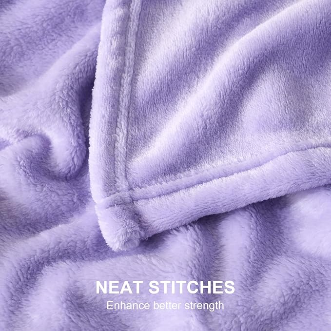 Hansleep Fleece Lilac Queen Blanket, Super Soft Flannel Fuzzy Plush Cozy Blanket for All Seasons, Lilac, Queen 90x90 Inches