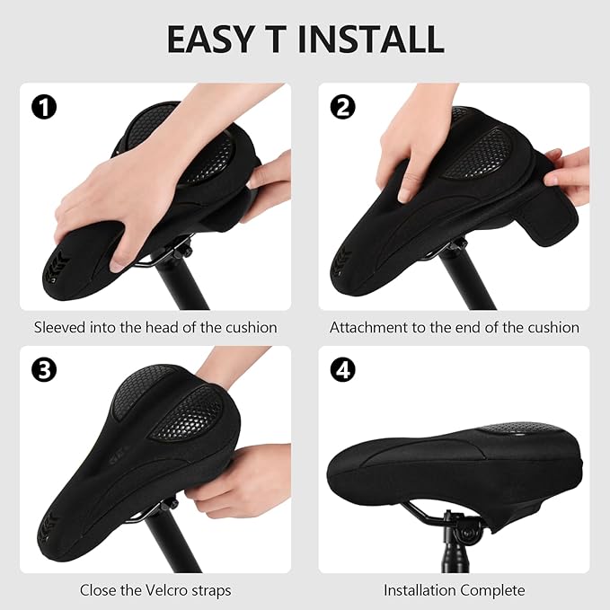 Bike Seat Cushion Gel Padded Bike Seat Cover Extra Soft Comfy for Men Women Comfort,with Peloton Stationary, Exercise, Mountain Bikes, Road & Electric