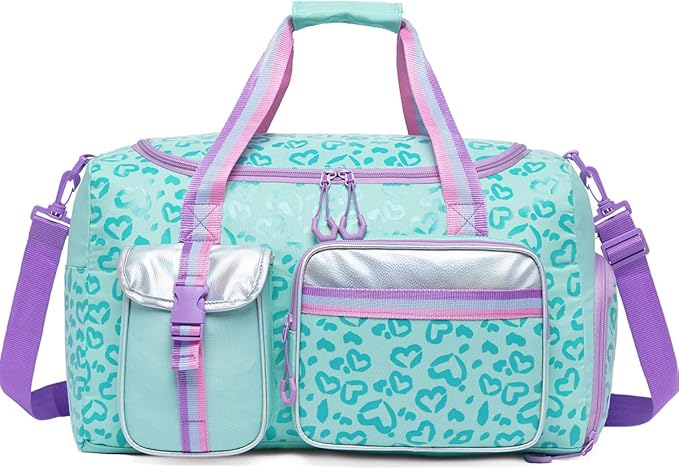 Kids Duffle Bag Girls Women Travel Bag Gifts Overnight Bags for Girls Women Dance Sleepover Bags for Kids with Shoes Compartment