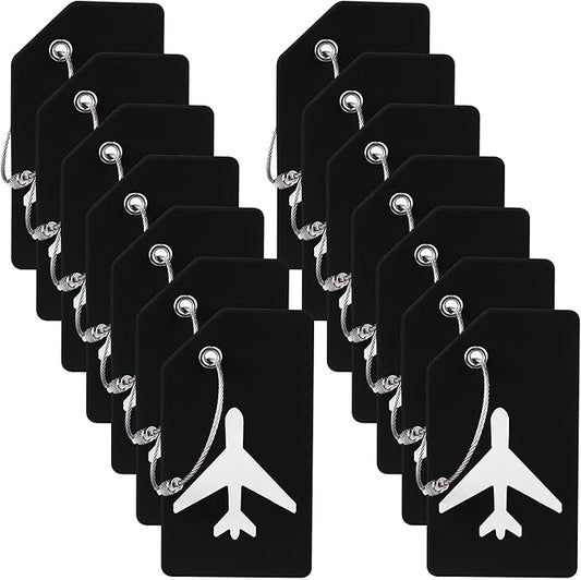 14 Pack Silicone Luggage Tag for Suitcases with Stainless Loop, TSA Approved, Privacy Protection Travel Essentials Bag Tags by Gostwo, Black