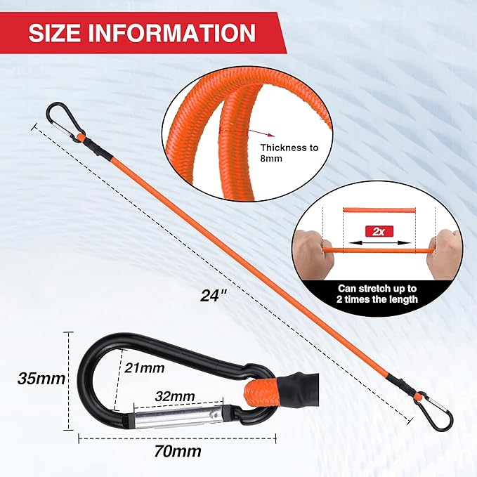 WORKPRO 24 Inch Bungee Cords with Hooks, 4 Pack Superior Rubber Heavy Duty Bungee Straps Strong Elastic Rope for Outdoor Tent, Luggage Rack, Camping, Cargo, RV, Bike, Transporting, Storage, Orange