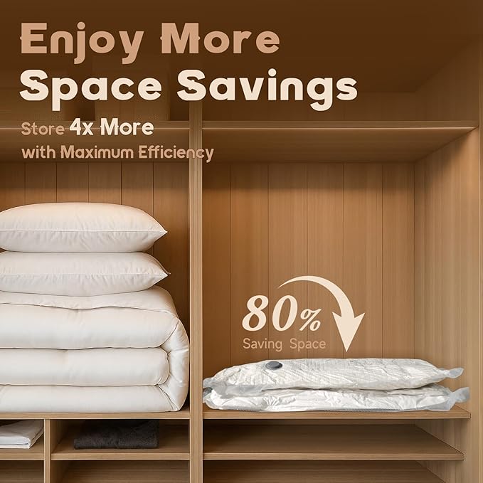 15 Jumbo Size Vacuum Bags for Clothes Storage,Space Saver for Luggage Packing and Moving,Vacuum Sealed Bags for Clothing, Bedding, Blankets and Comforters
