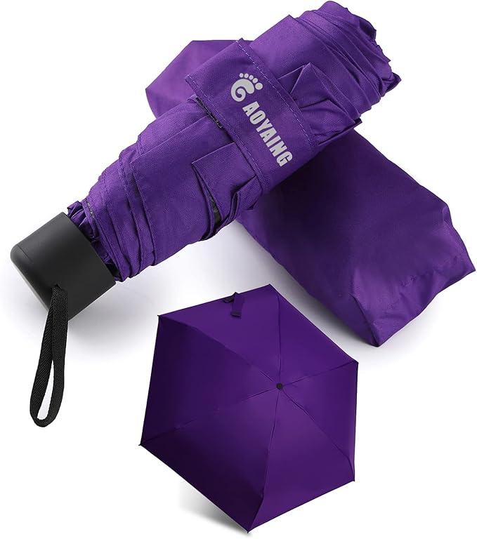 GAOYAING Small Mini Umbrella with Case Light Compact Design Perfect for Travel Lightweight Portable Parasol Outdoor Sun&Rain Umbrellas 34 Inches