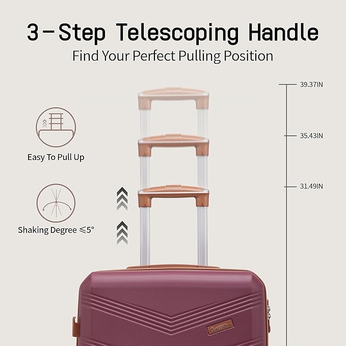 Expandable Luggage Sets 5 Piece, Hard Case Suitcase Set with Spinner Wheels,22x14x9 Airline Approved Carry on,Lightweight Durable Suitcase with TSA Lock (Red)