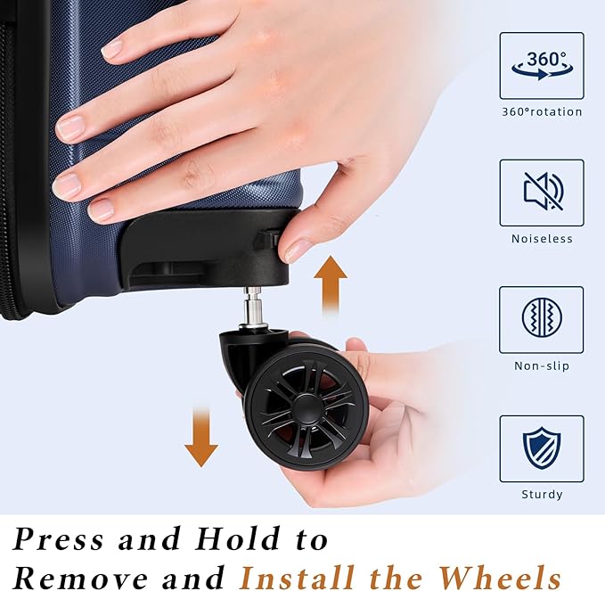 Luggage Sets 5 Piece,Suitcases with Wheels, Hard Case Luggage with Detachable Spinner Wheels,Carry On Luggage Set (5 Piece Sets (20"/24"/28"/DB/TB))