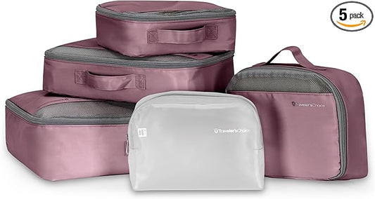 Traveler's Choice Cloverland Packing Cubes, 5-Piece Set, Mauve