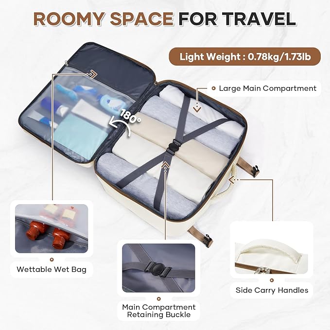 Travel Backpack For Women Men Carry on Backpack Luggage Flight Approved Personal item Travel Bag Essentials Mochila de viaje Laptop College Backpack Large Beige Brown