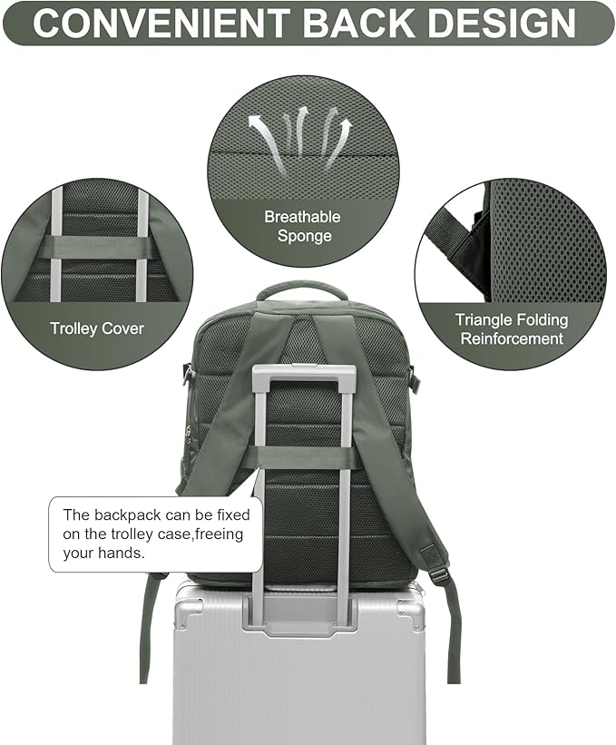 WONHOX Large Travel Backpack Carry on Flight Approved Laptop Work Business Backpack for Women Men Mochila de Viaje
