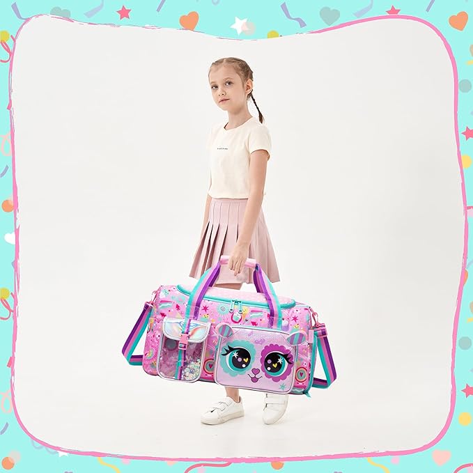 Kids Duffle Bag Girls Travel Bag for Kids Overnight Bag for Girls Dance Bag for Girl Weekender Bag Gym Bag with Shoe Compartment
