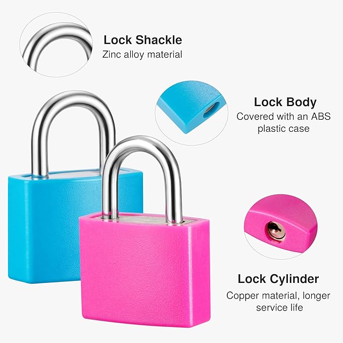 Puroma Mini Suitcase Padlock with Keys, 4 Pack 22mm Locker Locks Luggage Key Lock for School Gym Locker, Laptop Bags, Backpacks, Diary Book (4 Colors)