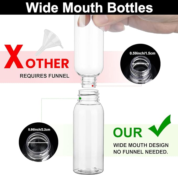 6 Pack 3.4oz Travel Bottles for Toiletries Leak Proof Travel Size Toiletries TSA Approved Squeeze Bottles with Flip Cap Wide Mouth Containers for Shampoo Conditioner Body Wash Lotion(Clear)