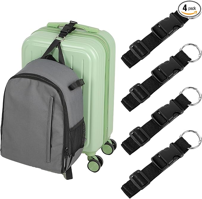 Add a Bag Luggage Straps, 4pcs Jacket Gripper Adjustable Luggage Hooks Holder Suitcase Belt Straps Carrying Clips with Luggage Connector and Hook Travel Accessories for Carry Your Extra Bags