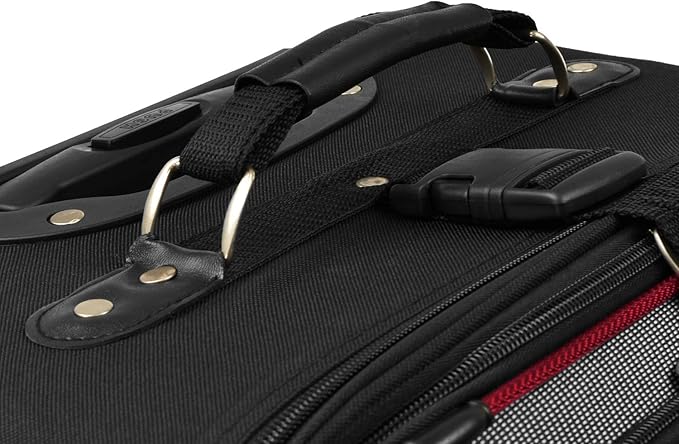 U.S. Traveler New Yorker Lightweight Expandable Rolling Luggage, Red/Gray, 4-Piece Set