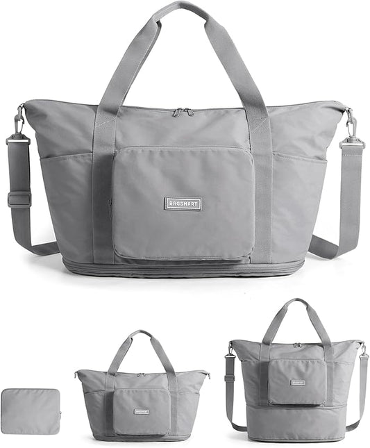 BAGSMART Foldable Travel Bag, 37L Duffle Bag for Travel, Expendable Carry on Weekender Duffel, Lightweight Personal Item Bag