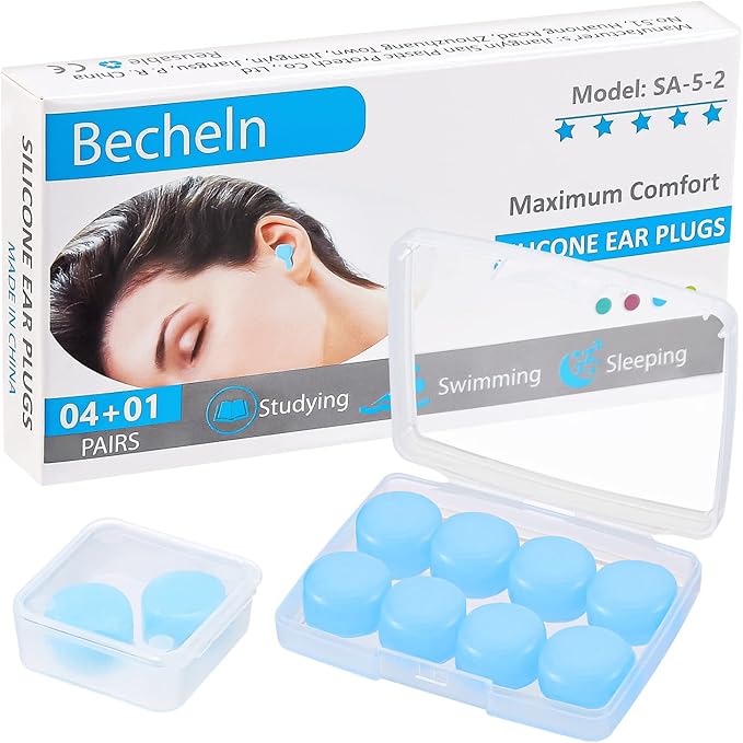 Ear Plugs for Sleeping, Waterproof Moldable Silicone EarPlugs for Sleeping Noise Cancelling, Mowing, Swimming and Concerts