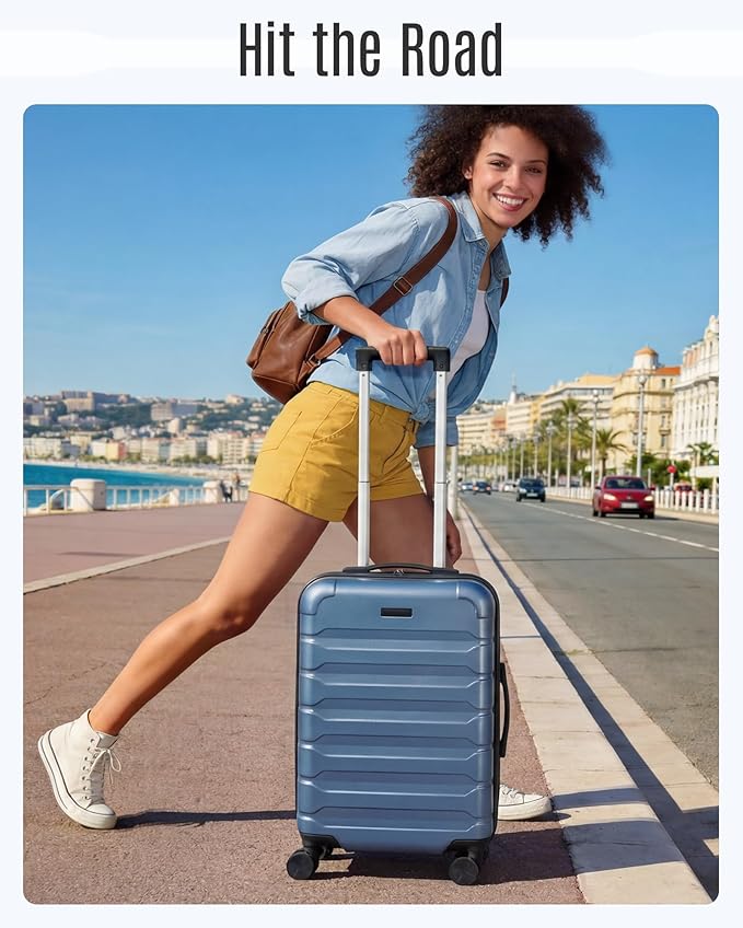 LIGHT FLIGHT Carry On Luggage 22x14x9 Airline Approved, Expandable Carry On Suitcases with Wheels, Lightweight Luggage, Durable Hard Shell 20 Inch Rolling Suit Case for Men Women Travel,Royal Blue