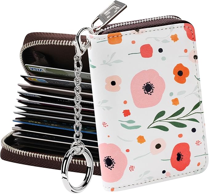 FurArt Zipper Wallet Women, RFID Blocking Credit Card Wallet, Business Card Holder, Compact Size KeyChain Wallet