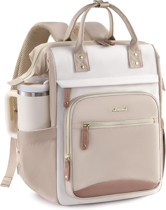 LOVEVOOK Laptop Backpack for Women Work Bag with Large Capacity Cup Side Pocket, 15.6 Inch Waterproof Computer Backpacks Purse, College Bookbag for School, Business, Teacher, Travel