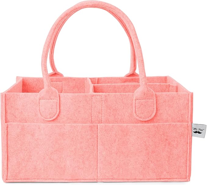 Mr. Pen- Baby Diaper Caddy Organizer, Pink, Baby Caddy Organizer with Handle, Compact Size, Collapsible & Portable
