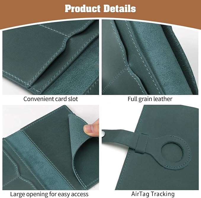 Jack&Chris Genuine Leather Passport Holder For Travel, RFID Blocking Handmade Passport Holder with Card Case Organized & Safe, Quality Travel Essentials for Women and Men for Gifting, Blue