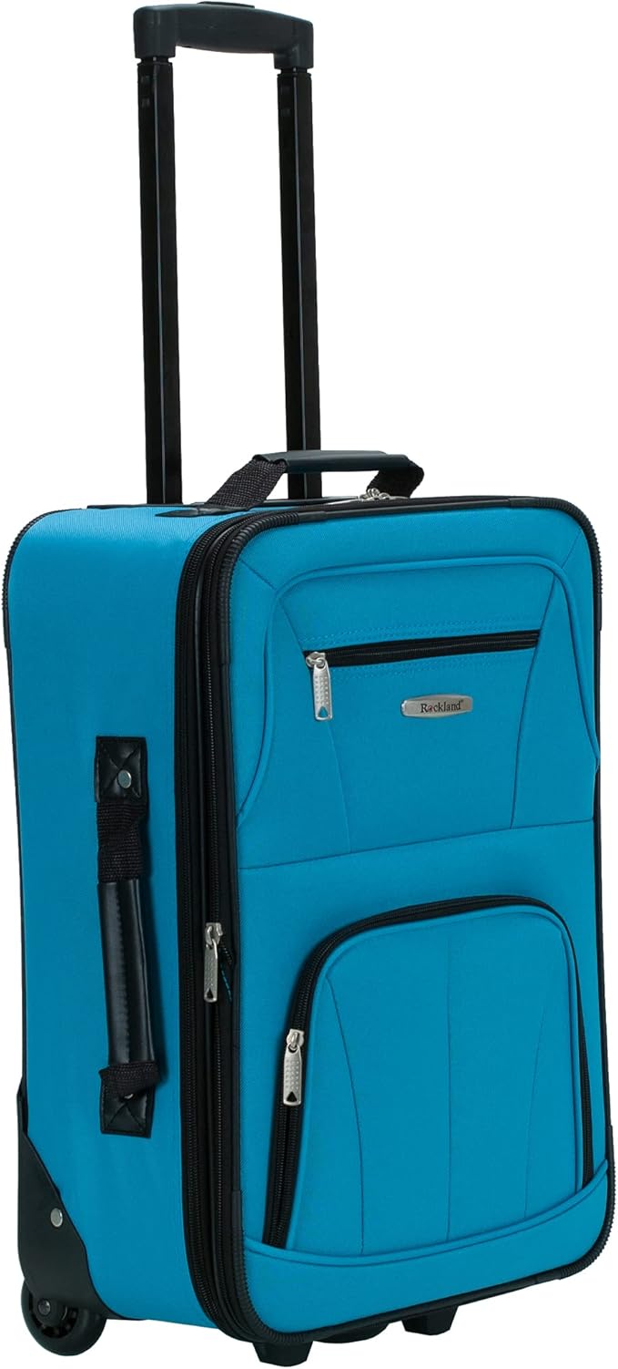 Rockland Journey Softside Upright Luggage Set,Expandable, Turquoise, 4-Piece (14/19/24/28)