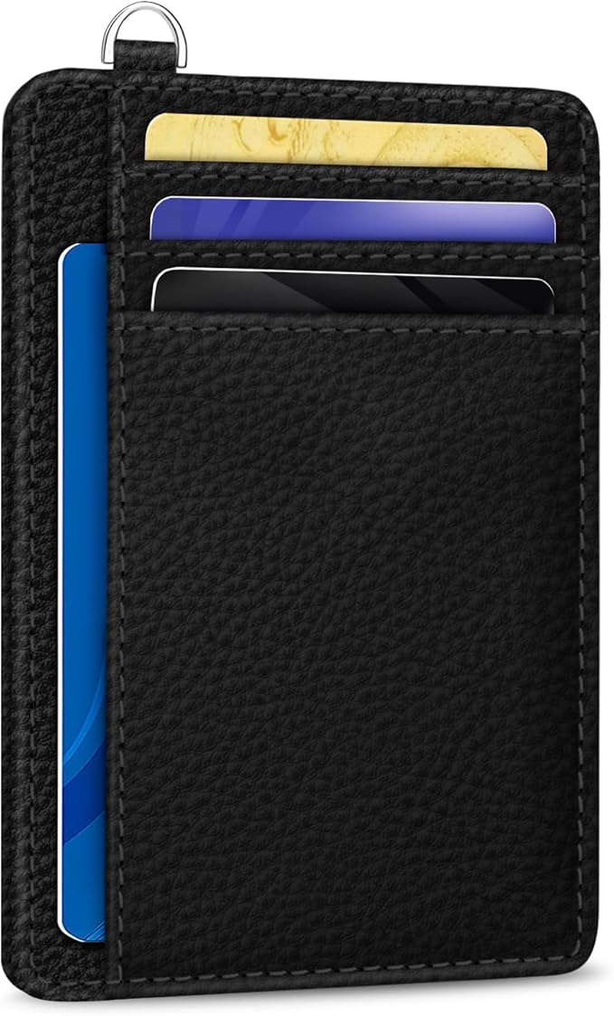 Yonlevres Credit Card Holder Slim Wallet, RFID Wallet Women Front Pocket Small Card Holder, Travel Cute Funny Thin Card Case ID Window PU Leather RFID Blocking Card Organizer Gifts Girls Ladies