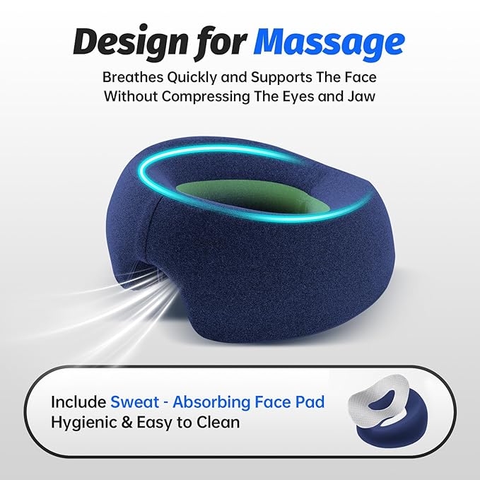 Face Down Pillows for Massage Table, Massage Headrest for Bed, Face Pillow for Stomach Sleeping, BBL Pillow After Surgery Post Eye Surgery & Vitrectomy Recovery, Removable Cover Navy Blue