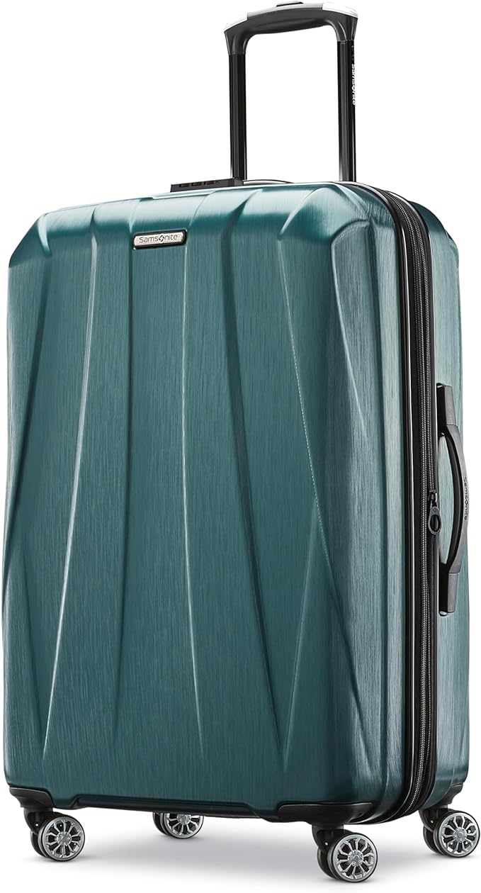 Samsonite Centric 2 Hardside Expandable Luggage with Spinner Wheels, Emerald Green, Checked-Medium 24-Inch