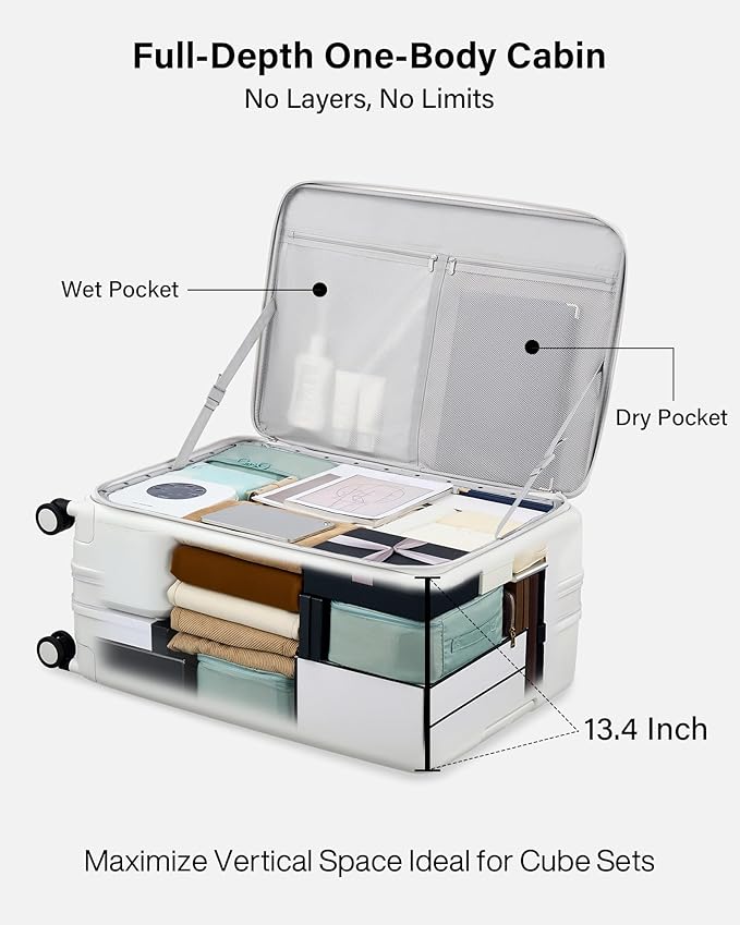 Hanke Hardside Expandable Large Checked Luggage, 28 Inch Top Opening Trunk Luggages with Spinner Wheels, All-PC Hard Shell Suitcase, Lightweight TSA Approved (Smoke White, 120L)