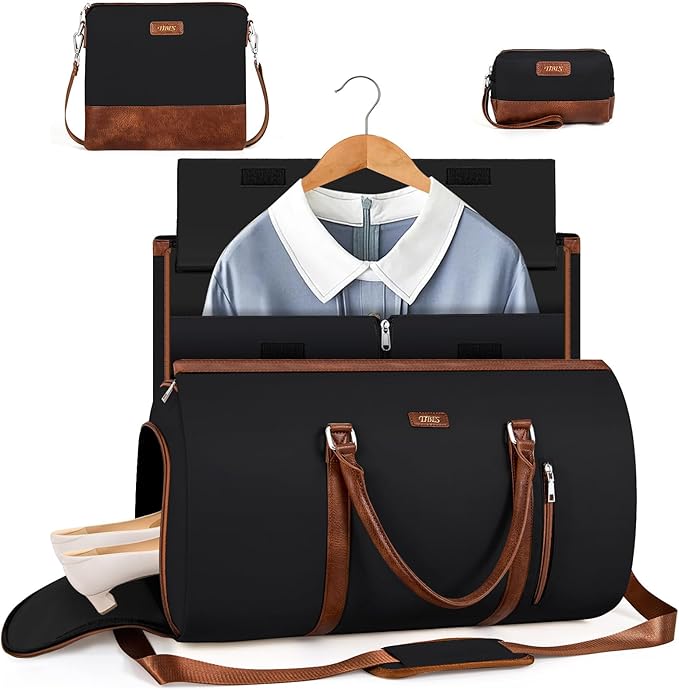 Convertible 2-in-1 Garment Bags for Travel, 50L Carry On Garment Duffle Bag With Shoe Compartment Large Weekender Bag for Women Men Hanging Suitcase Suit Travel Duffel Overnight Bags 4pcs Set