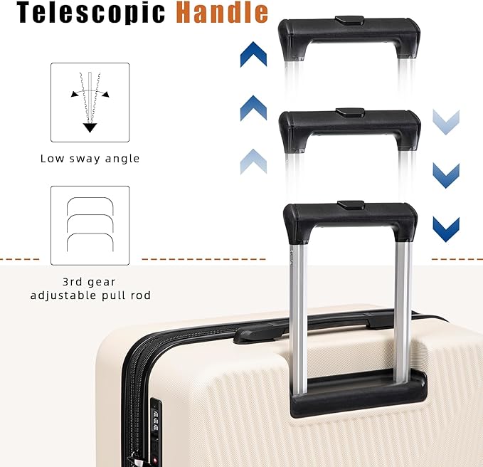 Expandable Carry on Luggage Sets,Suitcases with Detachable Wheels Hardshell 22x14x9 Airline Approved,Lightweight Luggage Set with TSA Lock,Carry on Suitcase