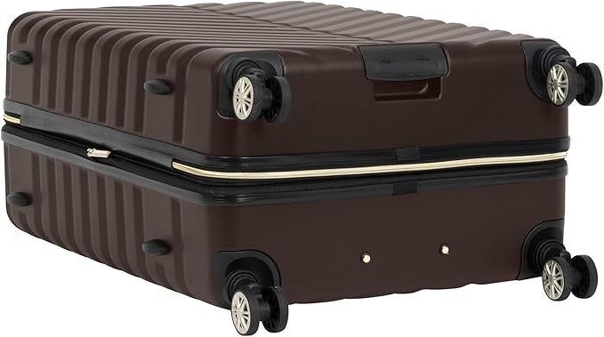 Kenneth Cole REACTION Madison Square Lightweight Hardside Chevron Expandable Spinner Luggage, Chocolate Brown, 24-Inch Checked