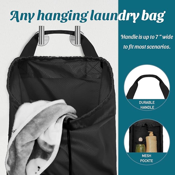 Laundry Bag Backpack Large Travel Laundry Backpack with Adjustable Shoulder Straps Portable Hamper Bag for College, Dorm, Apartment Camp(Black)