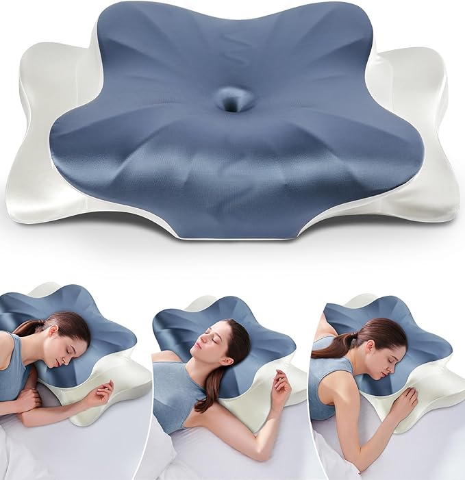 DONAMA Cervical Pillow for Neck and Shoulder Pain Relief, Cooling Contour Memory Foam Pillow, Dual-Height Ergonomic Neck Support Pillow for Side Back Stomach Sleepers with Removable Pillowcase