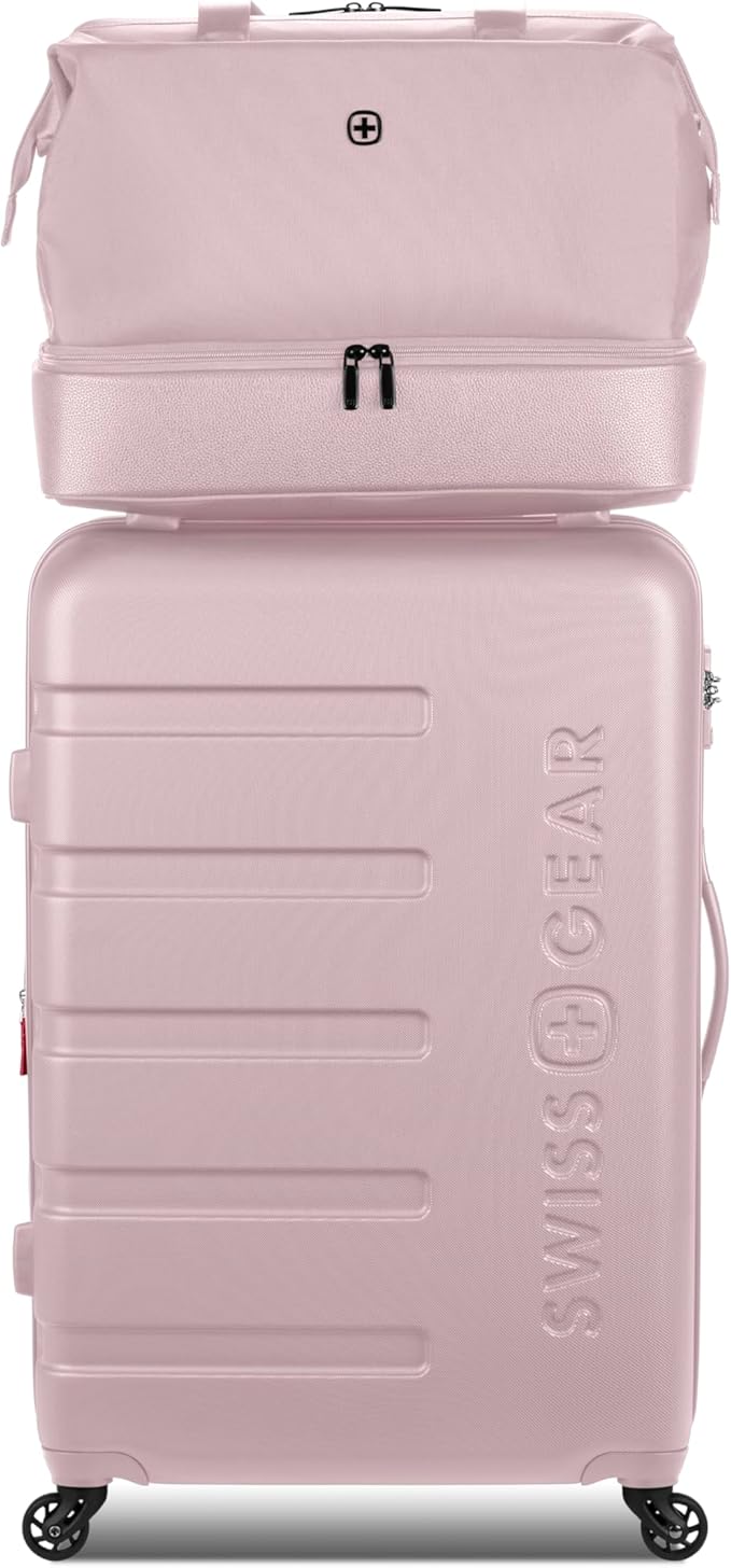 SwissGear 7366 Signature Hardside Expandable Luggage with Spinner Wheels and TSA Lock, Weekender Tote, Pink, 2-Piece Set (Weekender/27)
