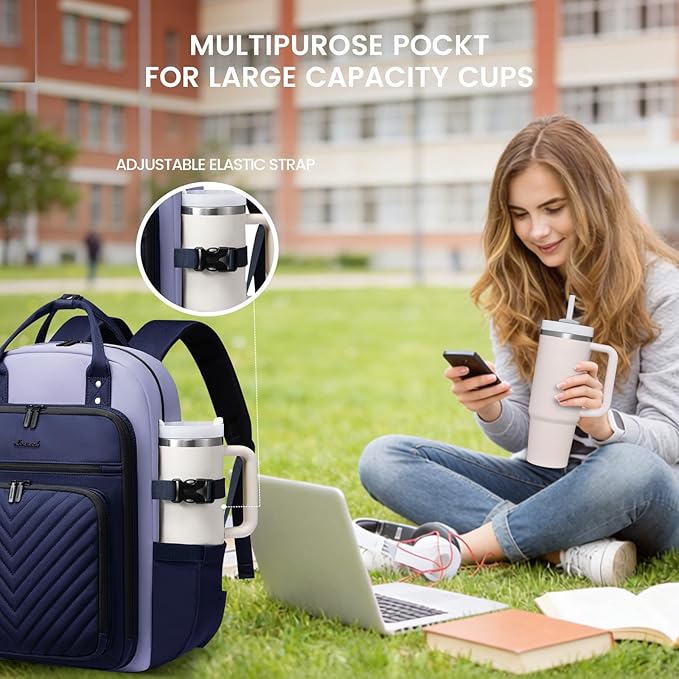 LOVEVOOK Laptop Backpack for Women, Water Resistant Travel Work Backpacks Purse Stylish Business Teacher Nurse Computer