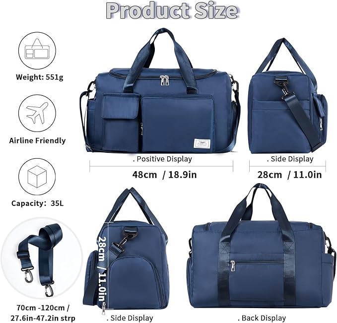 FIORETTO Women's Gym Duffle Bag with Shoes Compartment, 30L Capacity, Ideal for Travel, Gym, Sports, Duffel, Weekender