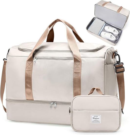 Extra Large Travel Duffle Bag,Carry on Overnight Weekend Bag with Shoes Compartment,Weekender Bags for Women for Travel Business Trips Sport Hospital