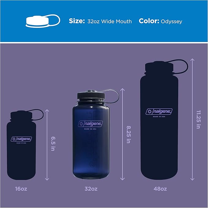 Nalgene 32 oz Wide Mouth Water Bottle | BPA-Free, Durable & Leak Proof, Lightweight Bottle for Hiking & Gym, Work & Travel