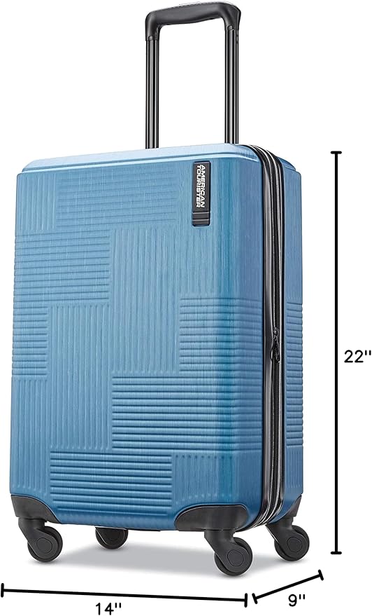 American Tourister Stratum XLT Expandable Hardside Luggage with Spinner Wheels, Blue Spruce, Carry-On 20-Inch