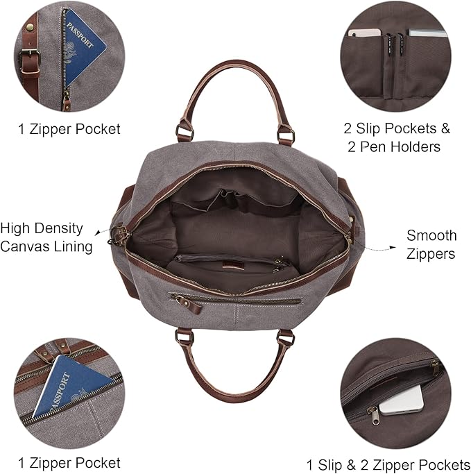 S-ZONE Duffle Bag for Travel Canvas Duffel Bag Carry on Weekender Bag for Men