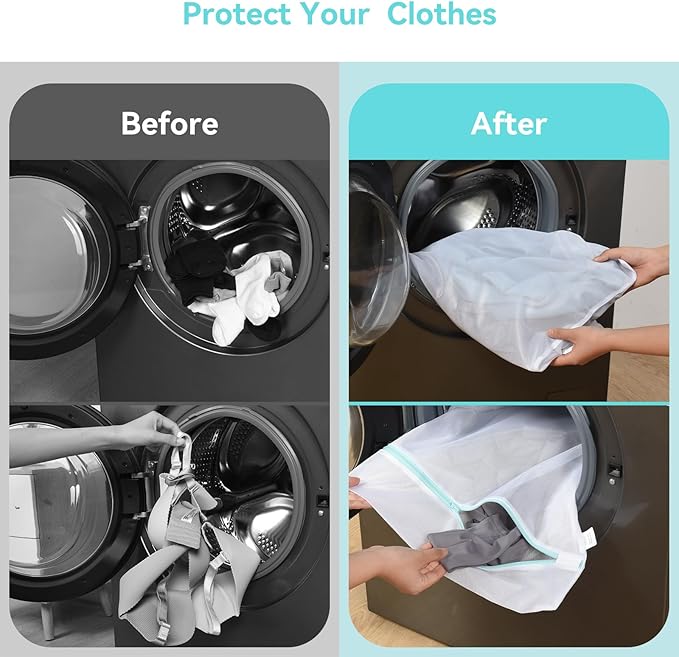 OTraki Mesh Laundry Bag for Delicates 20x24 inch Mesh Wash Bag for Washing Machine Zippered Net Laundry Bag for Bra Underwear College Dorm Home Don't Drying, Melting 140-176℉ White