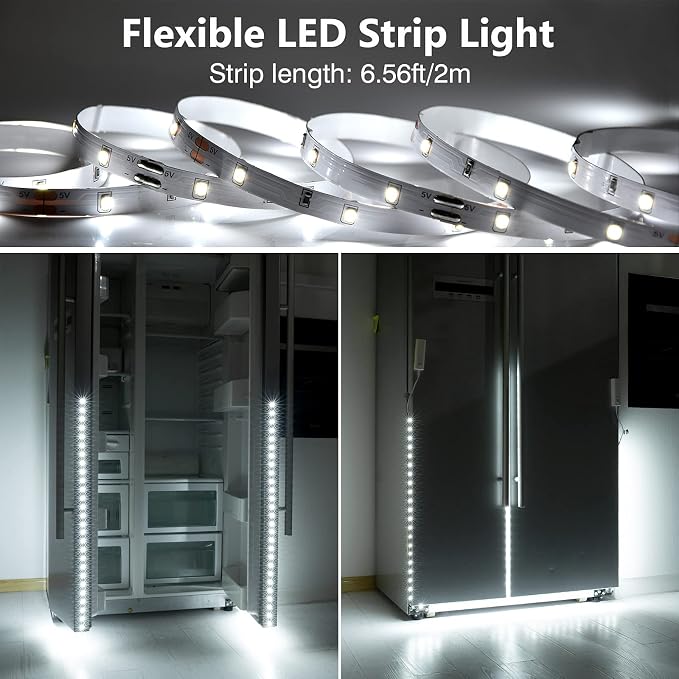 WOBANE LED Closet Light Motion Activated, White Battery Powered LED Strip | Stick-on Anywhere Homelife Motion Sensor LED Light, Rechargeable Night Light for Closet Hallway Stairway 6.56ft, 6000K White