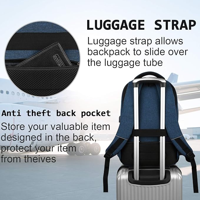 Volher Laptop Backpack,Business Travel Anti Theft Slim Durable Laptops Backpack,Water Resistant College Computer Bag for Women & Men Fits 15.6 Inch Laptop and Notebook - Blue
