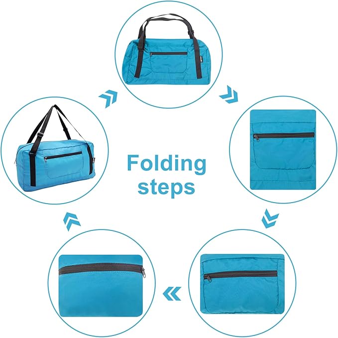HOLYLUCK Foldable Travel Duffel Bag For Women & Men Luggage Great for Gym - sky blue