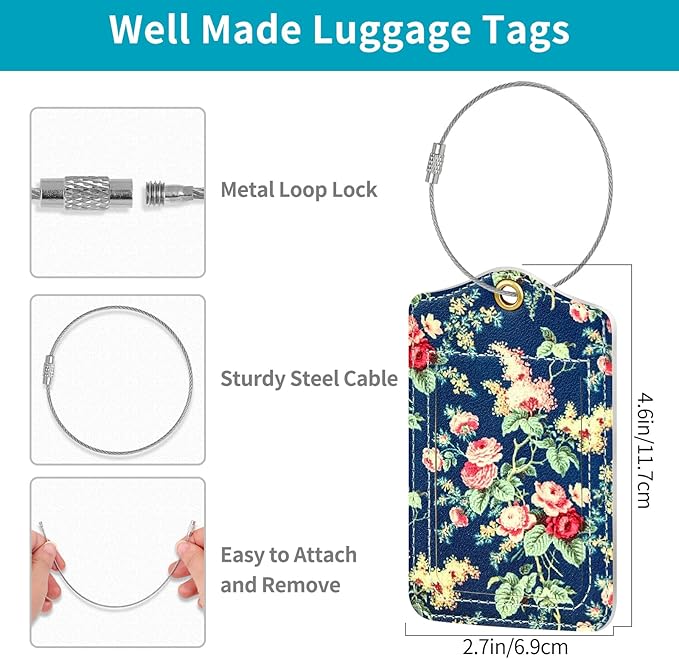 Fishent Luggage Tag, 3 Pack Travel Cruise Luggage Tags for Suitcases, Cute Suitcase Tags Identifiers Bag Tags with Privacy Flap, Baggage Name Tag for Women Men Luggage Backpack Handbag School Bag