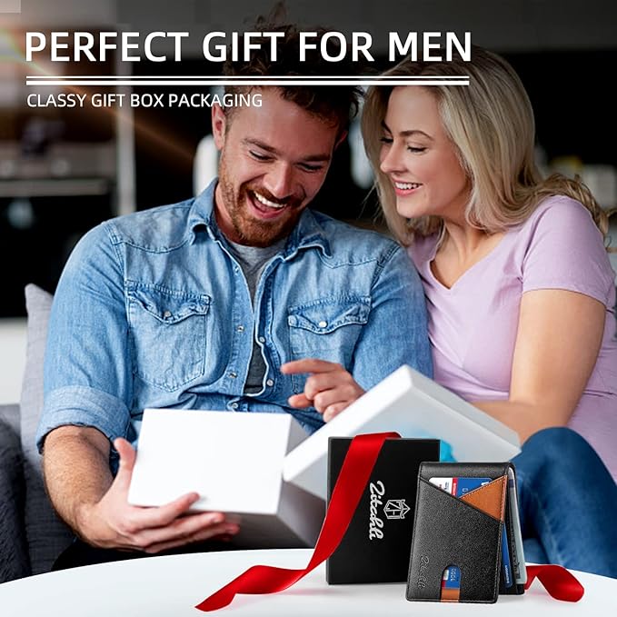 Zitahli Bifold Wallets for Men - Slim RFID Leather Credit Card Holder for 6-11 Cards, Minimalist Thin Wallet with ID Window & Cash Slot,Front Pockt Carteras Para Hombres, Birthday Gifts for Men | Slim, RFID Blocking, Premium, Front Pocket, Gift Box, Le...