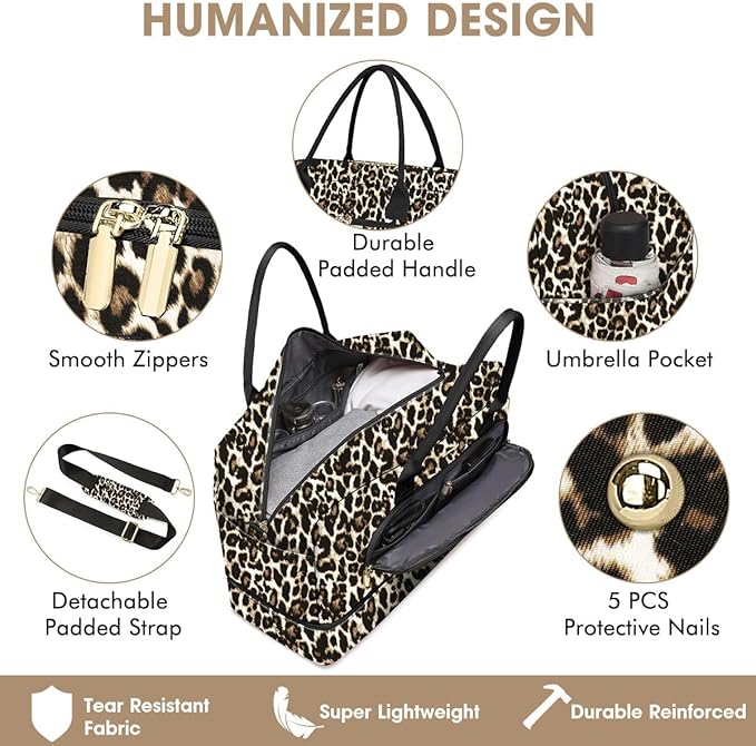 Travel Duffle Bag Weekender for Women - Carry-On Overnight Personal Item Bag with Shoe Compartment & Wet Pocket Large Weekend Tote Bags with Toiletry Hospital Bags for Labor and Delivery