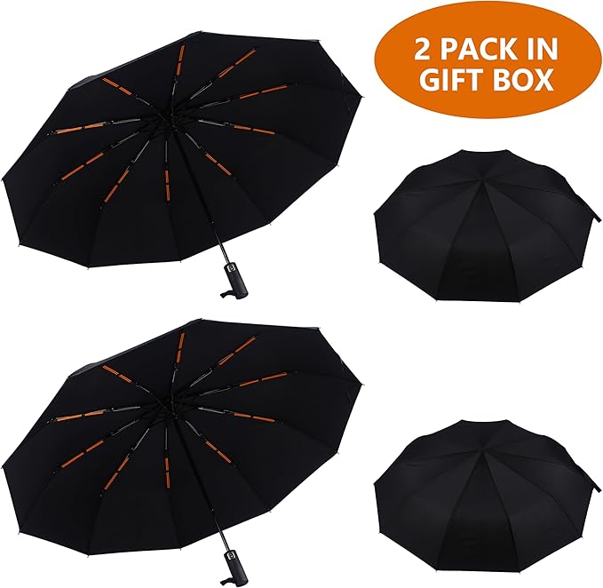 Bluinzi 46 Inch Compact Umbrellas for Rain - Travel Small Umbrella - Automatic Folding Umbrella - Windproof Portable Umbrella, Double 10-rib